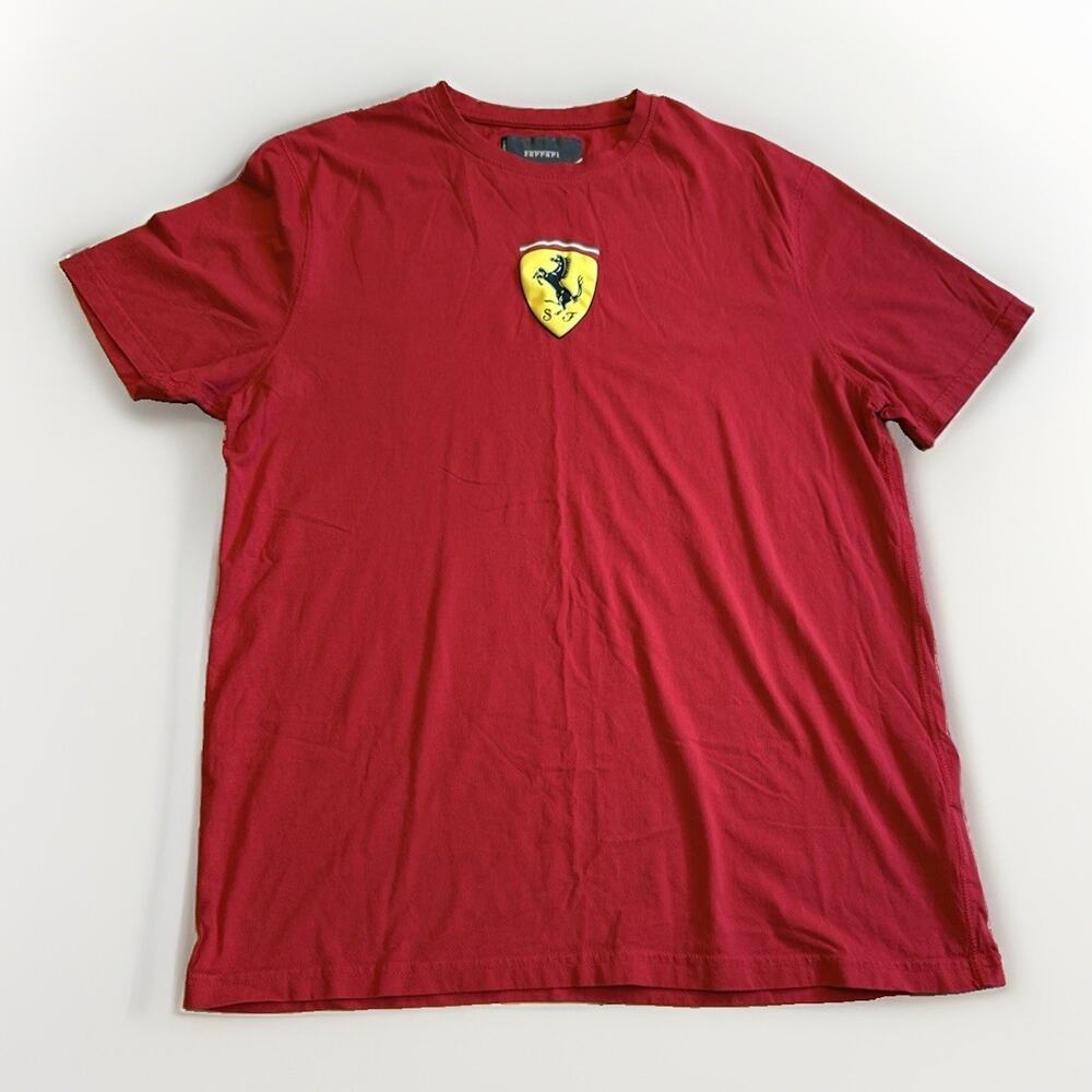Scuderia Ferrari Mens T-shirt XXL Red Race Shield Graphic Logo Short Sleeve